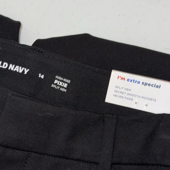 Old Navy Women’s High Rise Pixie Pants Full Length Split Hem Never Fade Black 14 - Picture 6 of 7